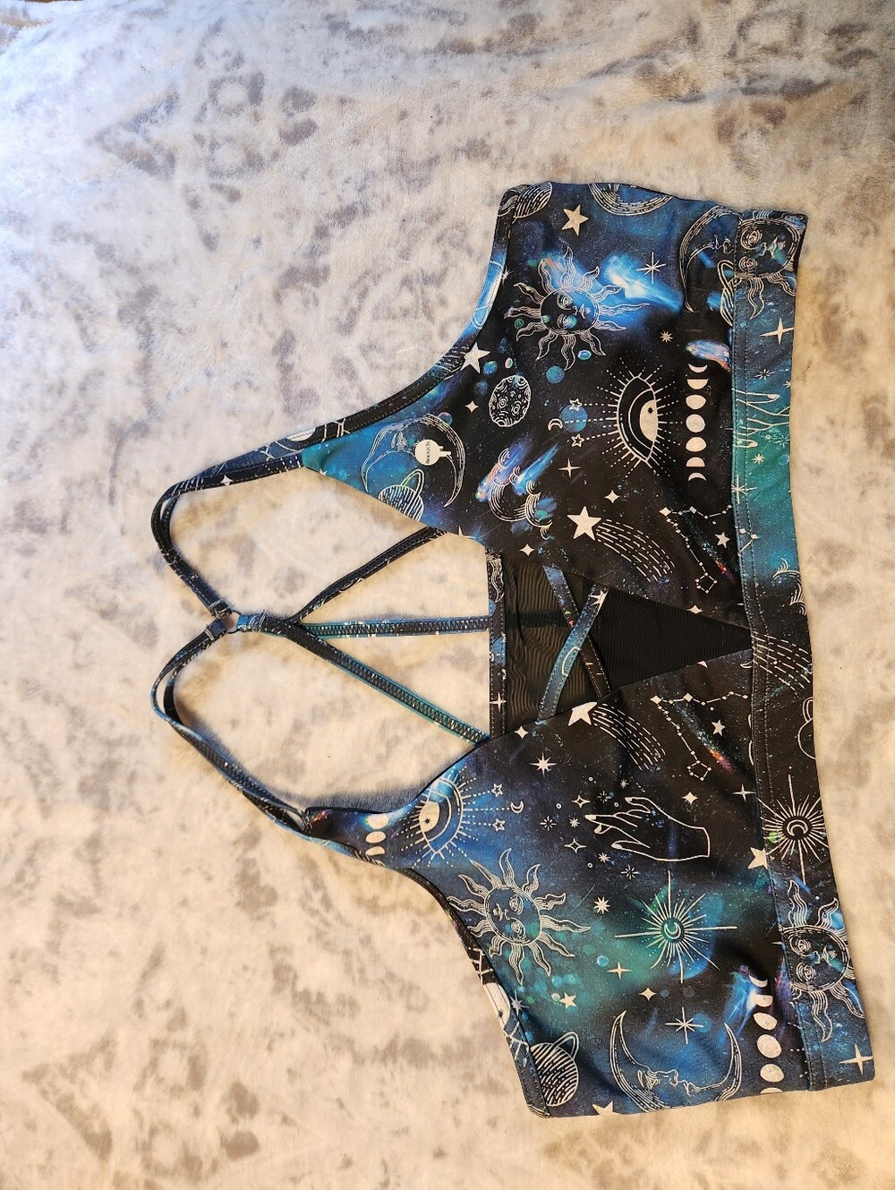 Blackmilk Blue and Black Celestial Strappy Sports Bra And Leggings
